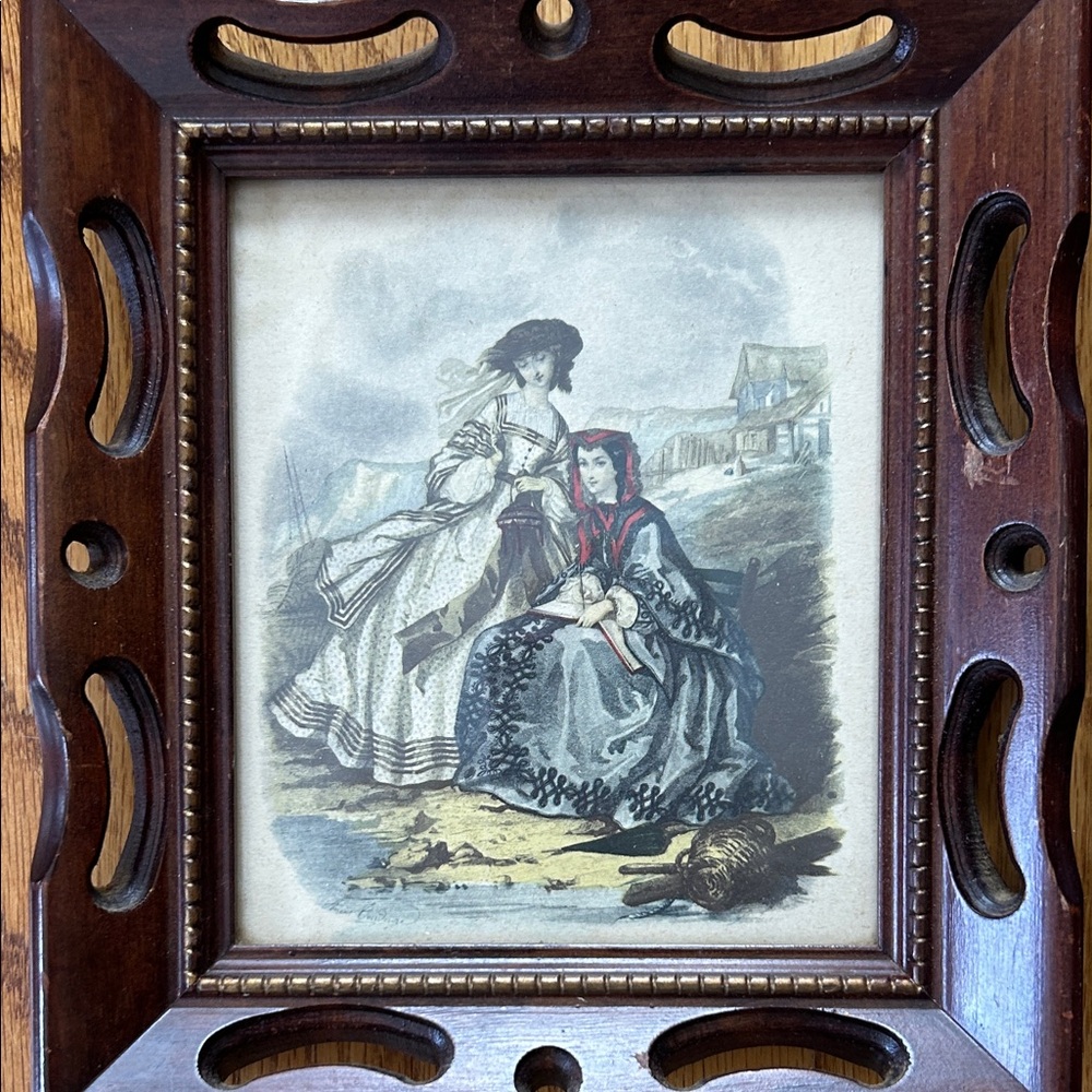 Antique Vintage Style Brown Framed Art Set Victorian Style; Excellent  Shape! - Picture 7 of 8